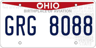 OH license plate GRG8088
