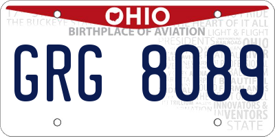 OH license plate GRG8089