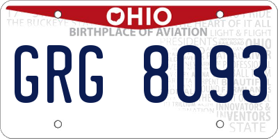 OH license plate GRG8093