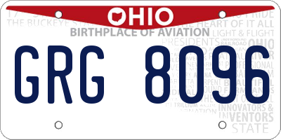 OH license plate GRG8096