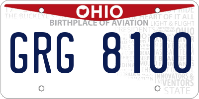 OH license plate GRG8100
