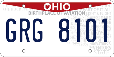 OH license plate GRG8101