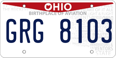 OH license plate GRG8103
