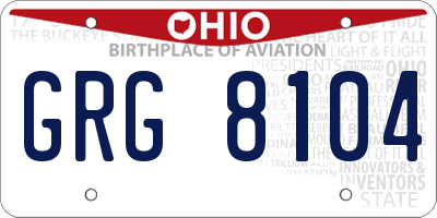 OH license plate GRG8104