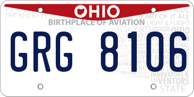 OH license plate GRG8106