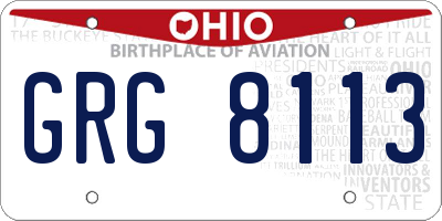 OH license plate GRG8113