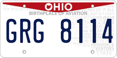 OH license plate GRG8114