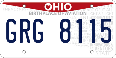 OH license plate GRG8115