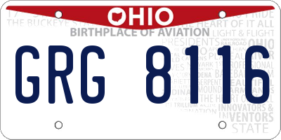 OH license plate GRG8116