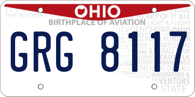 OH license plate GRG8117