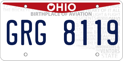 OH license plate GRG8119