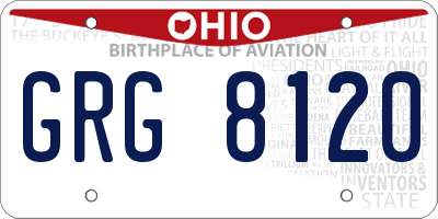OH license plate GRG8120