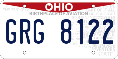 OH license plate GRG8122