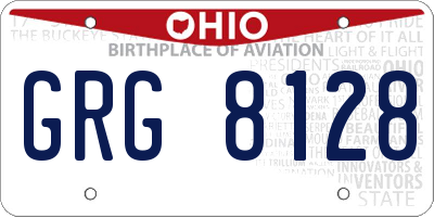 OH license plate GRG8128
