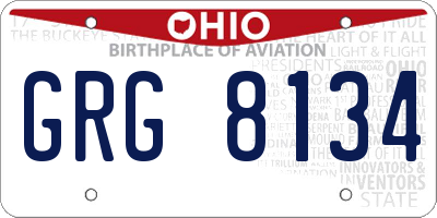 OH license plate GRG8134