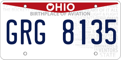 OH license plate GRG8135