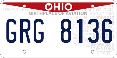 OH license plate GRG8136