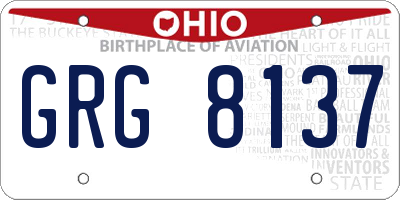 OH license plate GRG8137