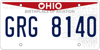 OH license plate GRG8140