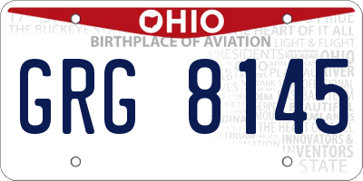 OH license plate GRG8145