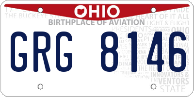 OH license plate GRG8146