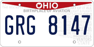 OH license plate GRG8147
