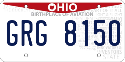 OH license plate GRG8150
