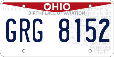 OH license plate GRG8152
