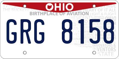 OH license plate GRG8158