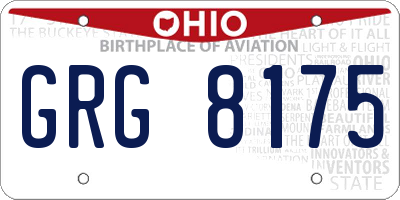OH license plate GRG8175