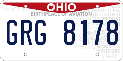 OH license plate GRG8178