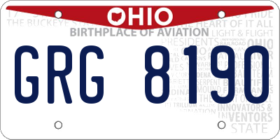 OH license plate GRG8190