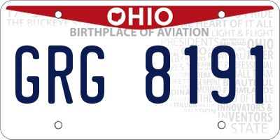 OH license plate GRG8191