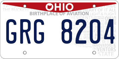OH license plate GRG8204