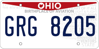 OH license plate GRG8205