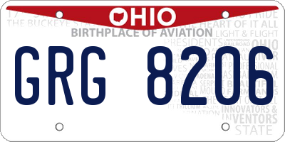 OH license plate GRG8206