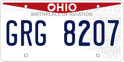 OH license plate GRG8207