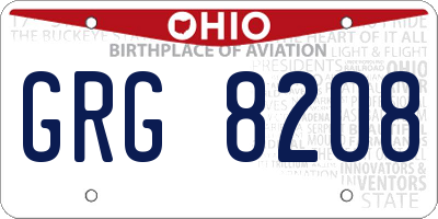 OH license plate GRG8208