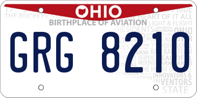 OH license plate GRG8210