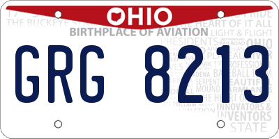 OH license plate GRG8213