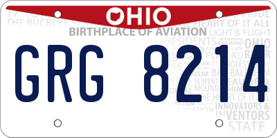 OH license plate GRG8214