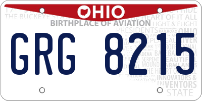 OH license plate GRG8215