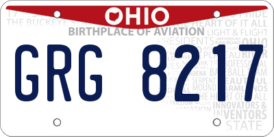 OH license plate GRG8217