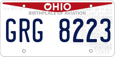 OH license plate GRG8223