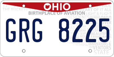 OH license plate GRG8225