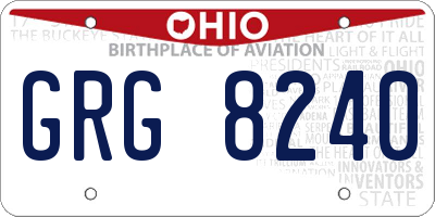 OH license plate GRG8240