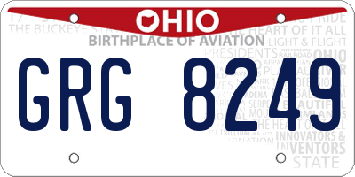 OH license plate GRG8249