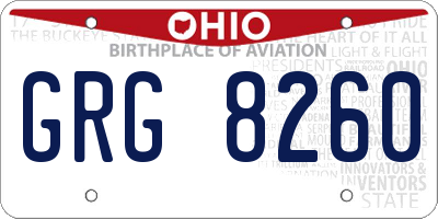 OH license plate GRG8260