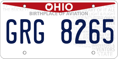 OH license plate GRG8265