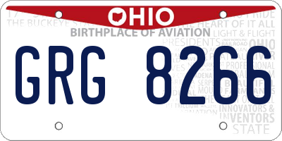 OH license plate GRG8266